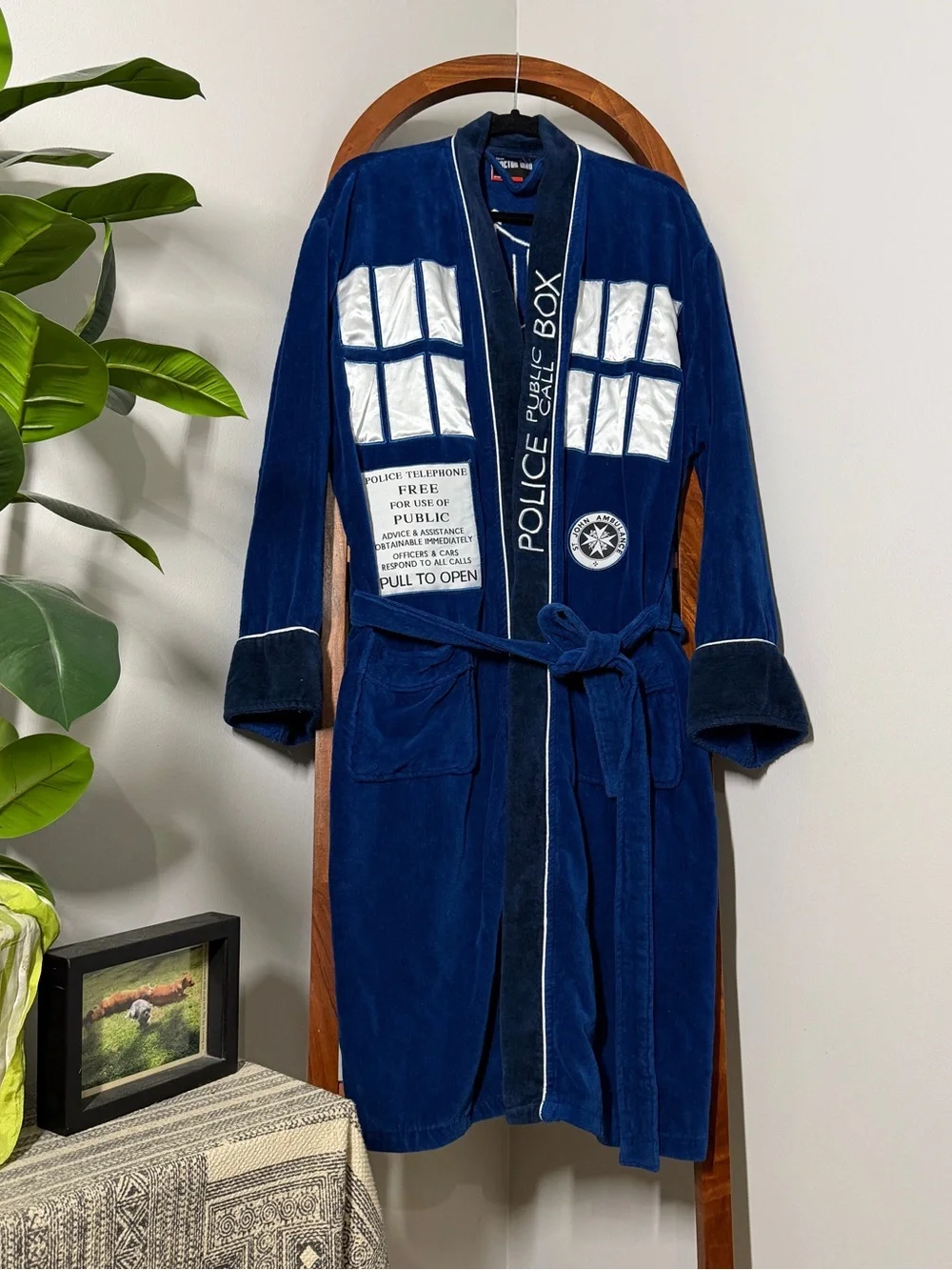 Robe Factory Dr Who Tardis ADULT ONE SIZE Blue Terry Cloth Belted Robe - Picture 1 of 9